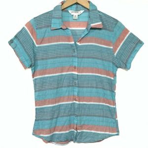 Canyon Guide Outfitters Medium Striped Cotton Lightweight Button Up Shirt Hiking
